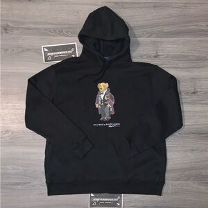 POLO RALPH LAUREN Men’s Big & Tall Black Duffel Polo Bear Fleece Hoodie Sizes